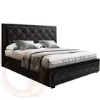 Artiss Bed Frame Double Size Gas Lift Base With Storage Black PVC Leather Tiyo