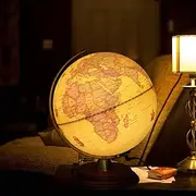 Illuminated World Globe for Kids with Wooden Stand,Built in LED for Illuminated Night View Antique Globe for Home Décor and Office Desktop