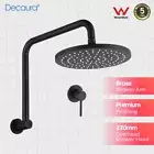 Decaura Gooseneck Shower Arm 9" ABS Rain Shower Head Set Shower Mixer Black WELS
