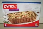 New Vintage Sealed Box Pyrex Serveware 9" x 13" Clear Baking Dish w Basket Set
