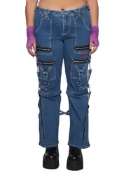 [Tripp NYC] Plus Zip to Zip Pants - Blue Denim