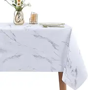 Wipe Clean Tablecloth, PVC Waterproof Table Cover Protector, Wipeable Plastic Table Cloth, Rectangular Tablecloths for Picnic Party Outdoor Indoor (Marble, 137x215cm)