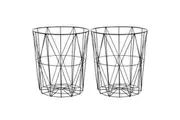 2x Boxsweden Toska Metal Wire 39x43cm Toys Cushions Storage Basket Holder Black