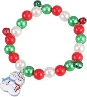 [CHILDWEET] Christmas Bracelet Snowman Charm Stretch Bracelets for Kids and Women Holiday Jewelry for Christmas Celebrations