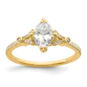 0.75ct. CZ Solid Real 14k Polish 3/4ct Oval Engagement Dia Ring