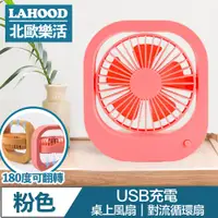 在飛比找PChome24h購物優惠-LAHOOD北歐樂活 攜帶式桌面迷你USB充電風扇/對流循環