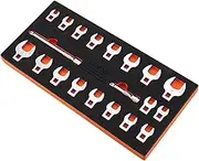 VEVOR Crowfoot Wrench Set, 3/8" Drive 20-Piece Crows Foot Wrench Set with 2 Extension Bars and EVA Tool Organizer, SAE 3/8"-7/8" and Metric 10-22 mm, 40CR Material with Mirror Chrome Finish
