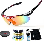 Polarized Sport Sunglasses, X7 Army Sunglasses Military Tactical Goggles With 4 Interchangeable Lens, Protective Glasses for Men and Women in Running Cycling Skiing Fishing-e.Polarized UV400 Sunglasses Outdoor Cycling Glasses