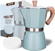 AGOGO Milano Moka pot, Stovetop Espresso maker, Greca Coffee Maker, Stovetop coffee maker and espresso maker percolator With Paper Filter 6 Cup Lake Blue