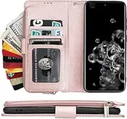 [Cavor] for Samsung Galaxy S21 Ultra Case,PU Leather Zip Pocket Wallet Flip Cover Case Magnetic Closure Book Design with Kickstand Feature & Card Slots Compartment for Galaxy S21 Ultra 5G (6.8")-Pink
