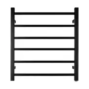 Electric Heated Towel Rack Wall Mounted Towel Rail 6 Bars Square Black