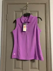 Adidas Women's CLIMALITE Size M Purple Short Sleeve Polo Shirt New Retail $40