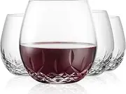 [SHOSHIN] Hand Cut Stemless Wine Glasses Lead-free Crystal Drinking Glass (15 Oz, Set of 4)