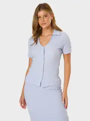 Womens Textured Short Sleeve Top