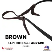 Kids Silicone Head Strap Ear Hooks for Glasses Eyeglass sunglasse Brown