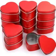 12 Pack Valentine's Day Heart Shaped Candle Tin Sealed Empty Candle Jars Lids...