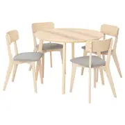LISABO / LISABO table and 4 chairs, ash/Tallmyra white/black, 105 cm