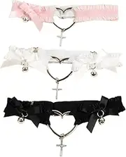 [BFLCTTBD] 3 Pcs Heart Lace Thigh Garter with Bows Adjustable Leg Garters Cross Thigh Garter Elastic Garter Belt Leg Rings for Women