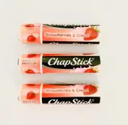 Chapstick STRAWBERRIES & CREAM 0.15 oz ea~RARE ~ FRESH~SEALED (Lot Of 3) New