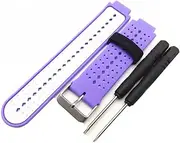 Band Compatible with Garmin Forerunner 220 230 235 630 620 735 Approach S20 S6 S5 Bands Silicone Breathable Bracelet Strap Watch Bands for Forerunner 735xt Approach S20 S6 S5 Smartwatch (Purple/White)