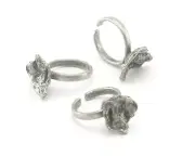 Leaf Adjustable Ring Organic Shape Antique silver plated brass 6 - 8US size 4344