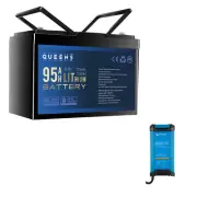 1PC Queens 12V 95AH Lithium Battery 100A 1PC Victron 12V 30A Blue Smart Charger