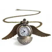 Harry Potter Golden Snitch Quartz Pocket Watch Wing Necklac Women kids Xmas Gift