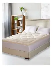 [DreamZ] Mattress Topper Underlay Reversible Protector Double in Cream/White