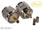 2Pack UHF PL-259 Male Crimp Type RF Connectors for RG316/RG174/LMR100 Coax wire