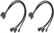 30CM SATA to PWM Fan Adapter Cable - 15 Pin to 3 x 3 Pin / 4 Pin, 12V Case Fan Power Adapter for Computer Cooler (2)