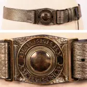 30/75 NEW $550 BURBERRY Gold Grainy Leather Icon LOGO MILITARY/ARMY CLASP BELT