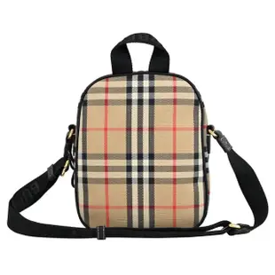 【BURBERRY 巴寶莉】英紋經典格紋拼接手提包方包斜背包兩用包(黑邊)