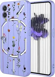 [KOARWVC] Phone Case for Nothing phone 1 Case, A063 Cases Cute flower Pattern Design Slim Protective Soft TPU Bumper Cover for Nothing phone 1 Purple Garden