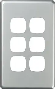 HPM Excel 6 Gang Light Switch Cover Plate, Matt Silver