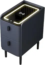 Durable Smart Nightstand with Charging Station Led Bedside Table Cabinet 2 Drawers Night Stand Bedroom Furniture Small Spaces Side Endtable (Color : Blue)