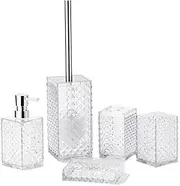 CVBFDB Bathroom Toiletry Set 5-Piece Crystal Diamond-Shaped Hand Sanitizer Bottle Bathroom Kit Toothbrush Cup Holder