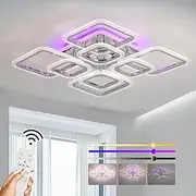ZAITINZ Modern Ceiling Light,80W Bedroom Ceiling Lights,Dimmable Living Room Lights Ceiling,8 Squares LED Kitchen Ceiling Light Fixture for Laundry Room,Hallway,3000-6000K,Chrome