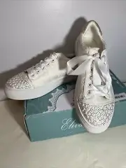 Elivandon Bridal Shoes Sparkle And Lace Satin Ties Size 9.5