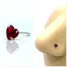 0.20Ct Heart Cut Lab-Created Garnet Women's Nose Pin 14k White Gold Plated