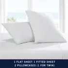 Solid White 1-Piece Percale Cotton T-200 Queen Fitted Sheet