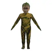 Kids Halloween Party I'm Groot Cosplay Costume Bodysuit Jumpsuit With Mask Outfits Gifts - 11-12 Years