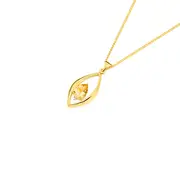9ct Gold Citrine & Diamond Pendant in Yellow