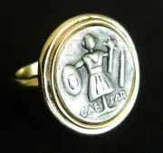 Unique Designer Roman Caesar Coin Silver 925 & Gold 24K Plated Ring Size 8