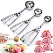 Cookie Scoop Ice Cream Scooper set with Trigger Small Medium and Large Stainl...