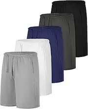 [Resinta] 5 Pack Boys Athletic Shorts Gym Shorts Performance Basketball Shorts Quick Dry Shorts with Pockets