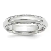 Solid 18K White Gold 5mm Milgrain Comfort Fit Men's/Women's Wedding Band Ring Size 11