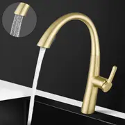 ACA 2 Modes Pull Out Kitchen Mixer Tap Swivel Basin Sink Laundry Faucet Gold