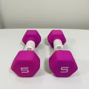 CAP Hex Pink Neoprene 5 lb Pound Pair Dumbbells Hand Weights 10 lbs Total