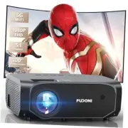 Projector, 12000L Projector with 5G WiFi and Bluetooth Native 1080P 4K Black