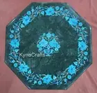 Green Marble Coffee Table Top Turquoise Stone Inlay Work Outdoor Table for Hotel